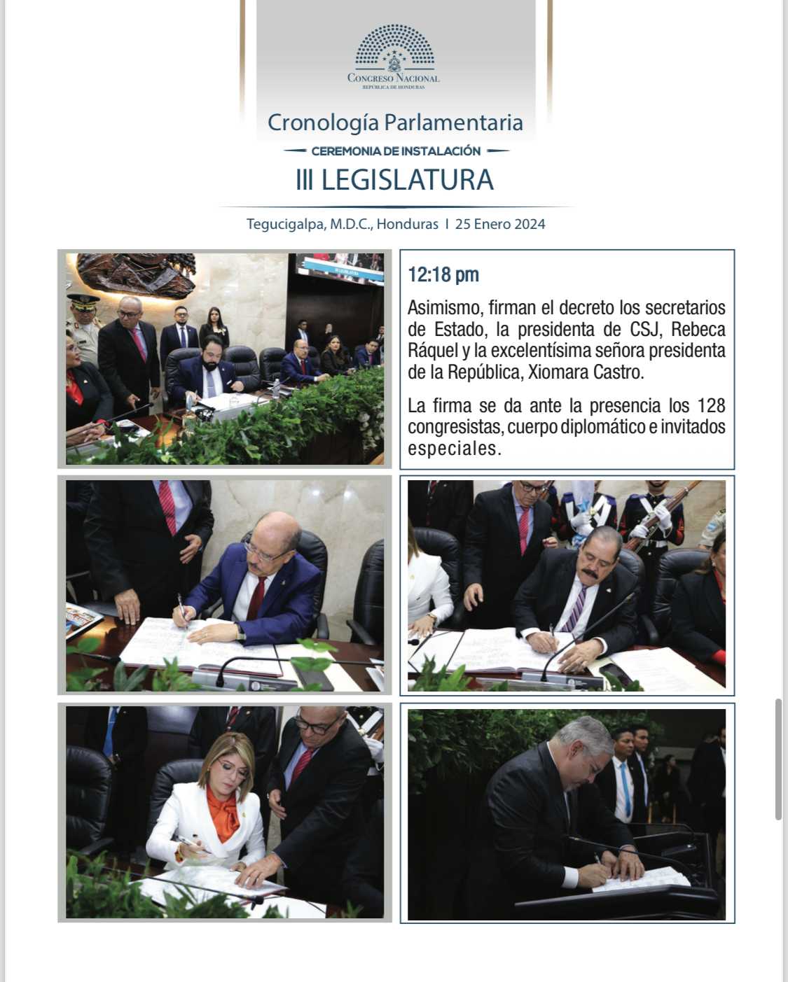 Cronología Parlamentaria Instalación III Legislatura 